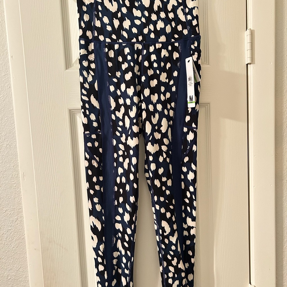 NWT Nicole Miller Blue and White Leggings Small